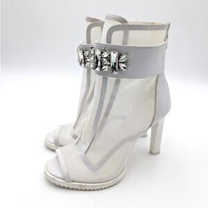 Karl Lagerfeld Blayze Mesh Ankle Heel Booties Women's White Size US7M EU37.5B